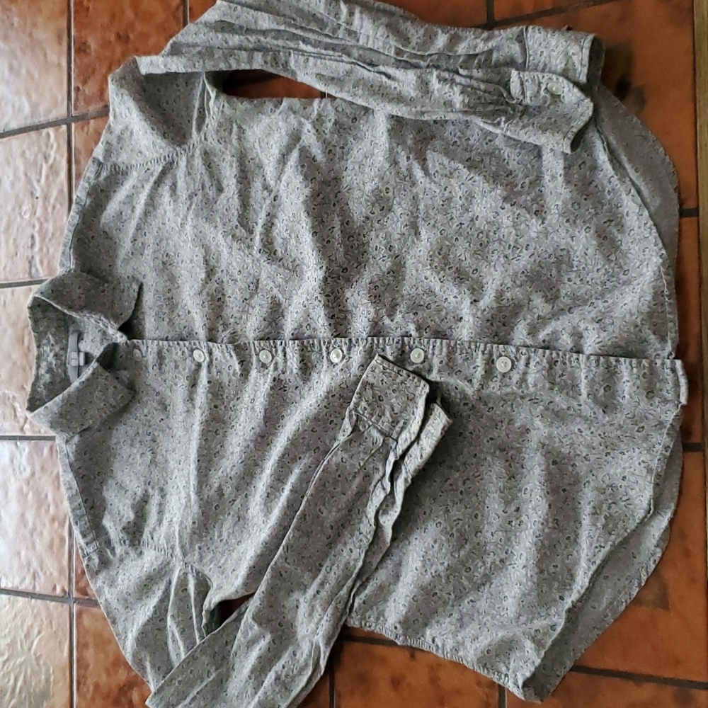 grey floral calico shirt, S